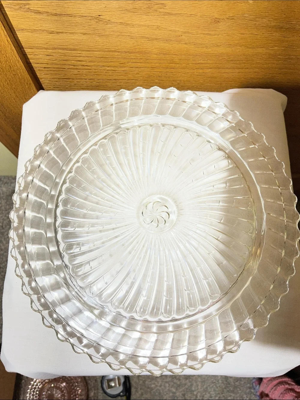 Clear Glass Serving Platter - Elegant Swirl Design